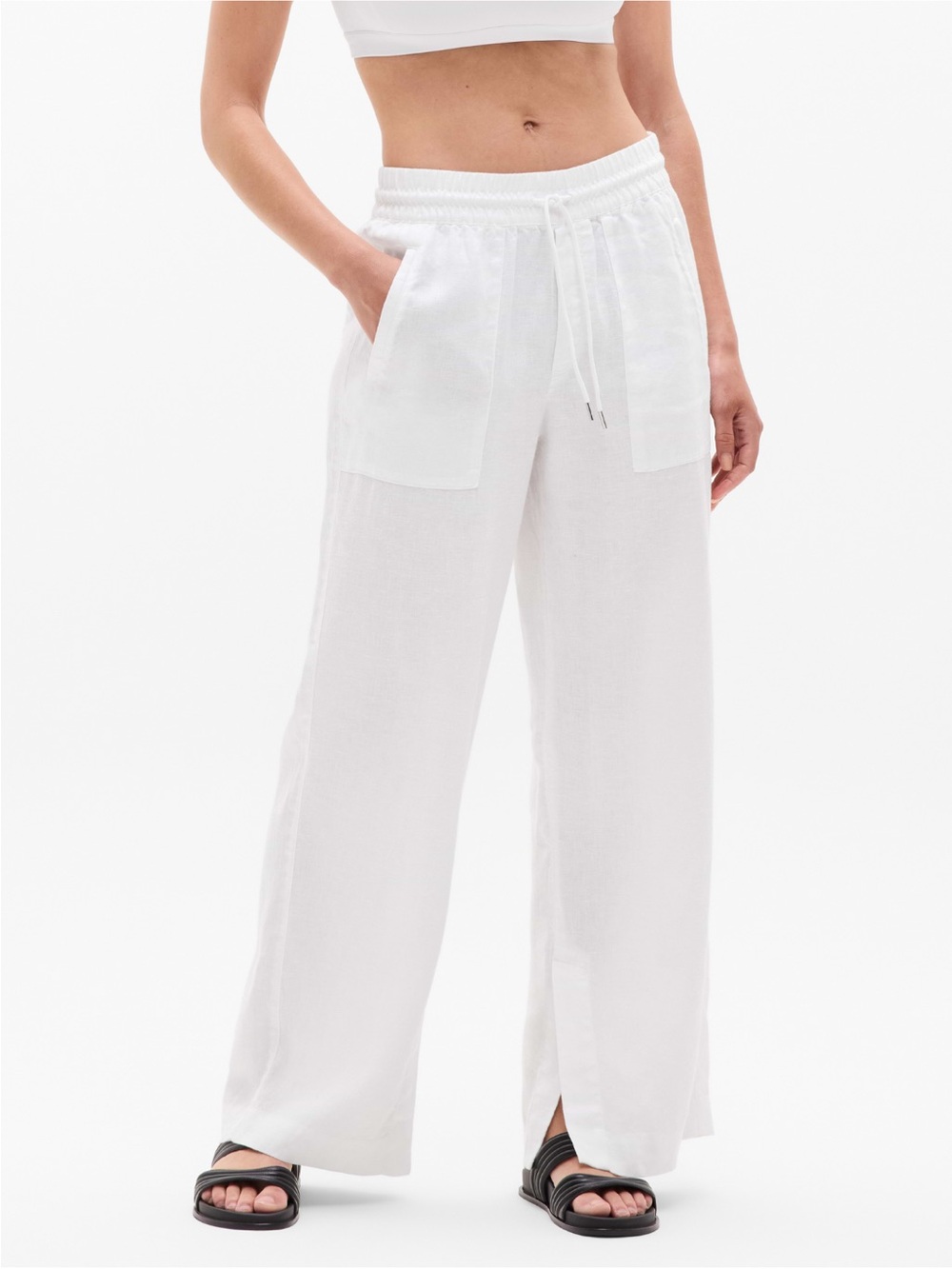 Athleta Retreat Linen High Rise Wide Leg Pant